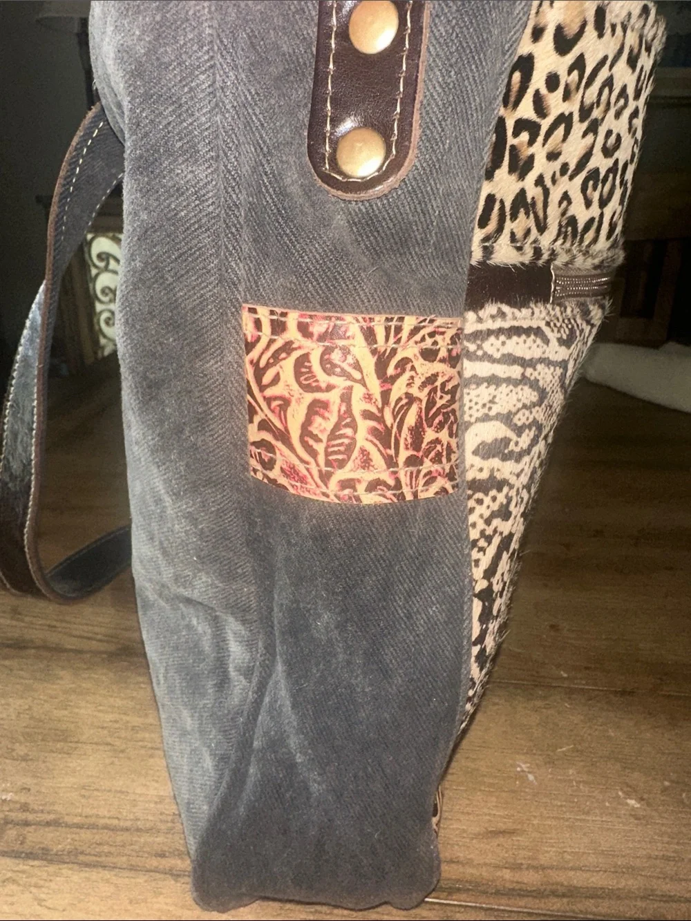 Myra Bag Bling Canvas & Hairon Shoulder Crossbody Bag